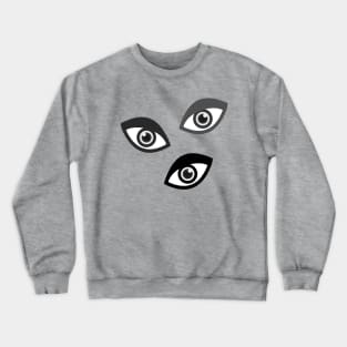 Three Eyed Monster's Eyes - Black and White Crewneck Sweatshirt